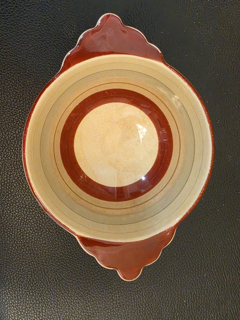 Vintage Susie Cooper Ceramic Serving Bowl in Cream and Rust Red